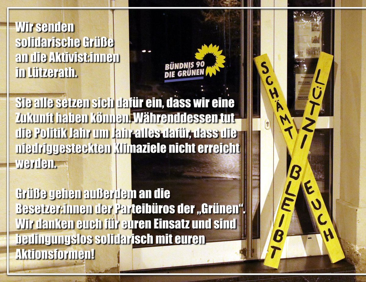 inprogress_bs's tweet photo. Solidarische Grüße aus #Braunschweig nach #Luetzerath und an alle Aktivist:innen, die dort und an anderen Orten für #Klimagerechtigkeit und gegen die Zumutungen von Staat und Kapital kämpfen!
#LuetziUnraeumbar #Luetzibleibt #SystemChangeNotClimateChange https://t.co/zTZVgnWBUm