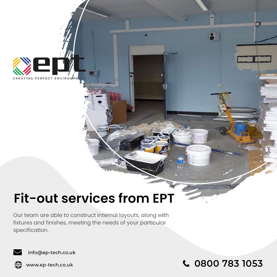 EPT_Ltd's tweet photo. Fit-out services from EPT​

Our team are able to construct internal layouts, along with fixtures and finishes, meeting the needs of your particular specification.​

 0800 783 1053​
 info@ep-tech.co.uk​

Address:  ​
Suite 1
Bank House, The Paddock​
Wilmslow Road​
SK93HQ https://t.co/0WsTpgGt7h
