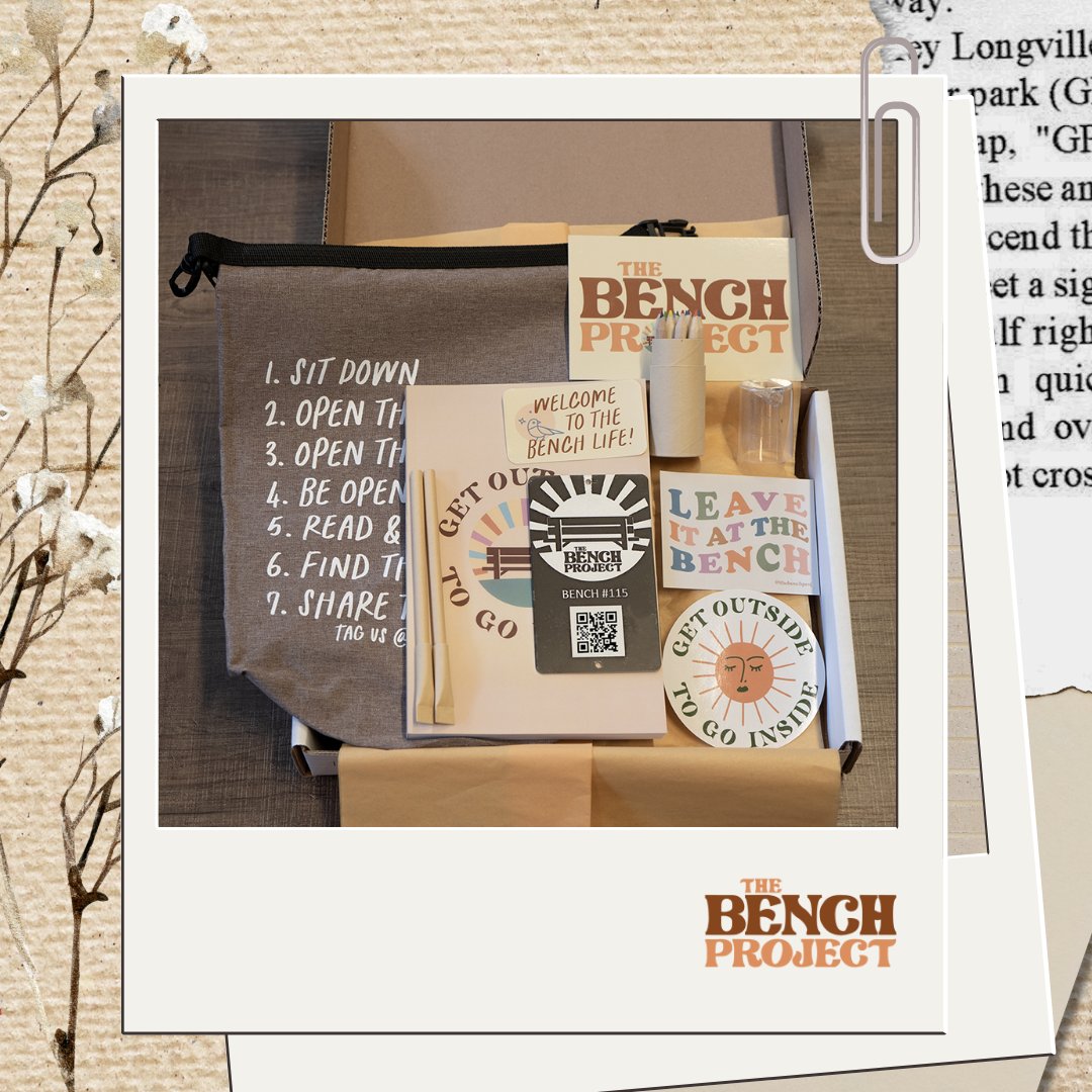 TheBenchProj's tweet photo. If you're preparing to bring The Bench Project to your community, you'll want to make sure you have everything needed to enjoy this new space. 🪑

Our Connection Bundle includes a journal, weatherproof bag, registration card &amp; a tag with a QR code. 📓

https://t.co/QmZLrnaUGo https://t.co/h8dSBWlTmR