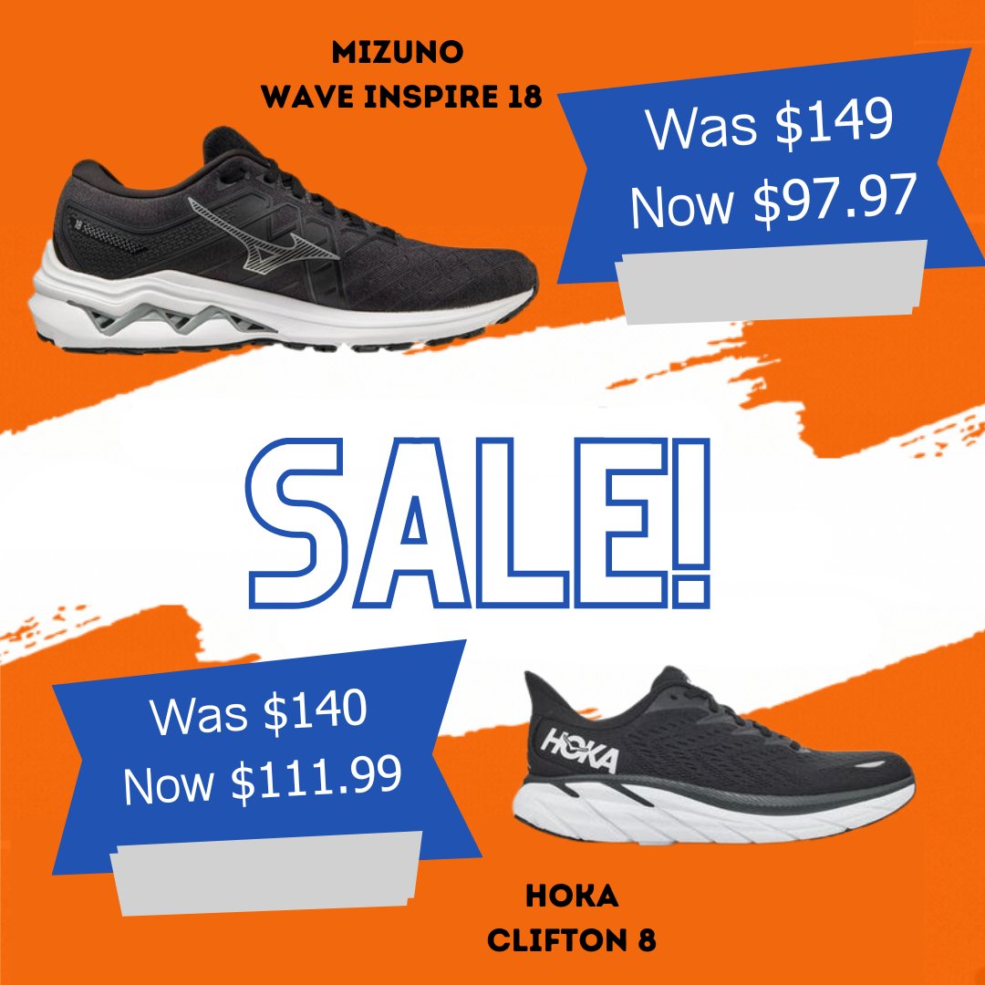 Hoka Clifton fans and Mizuno Inspire fans, this one's for you.  A perfect time to upgrade your shoe, the sale is on!