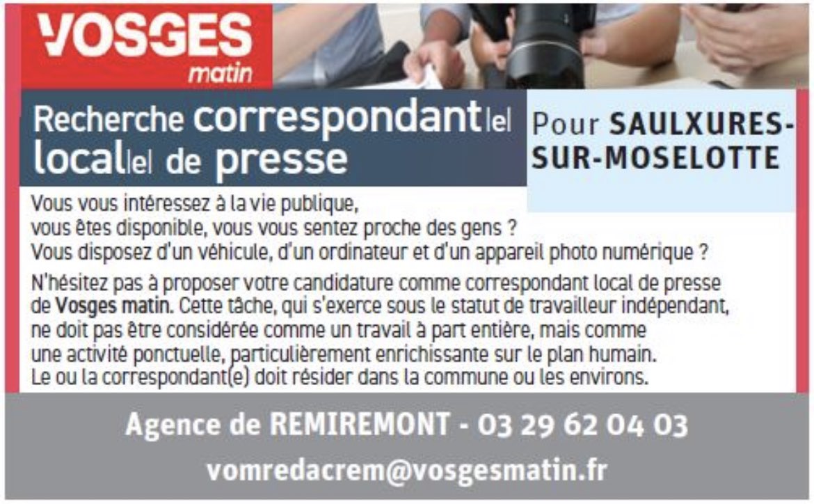 🚨🚨🚨Votre #journal des #Vosges ⁦<a href="/VosgesMatin/">Vosges Matin</a>⁩ recherche… 
#Presse #job indépendant #pqr #Remiremont