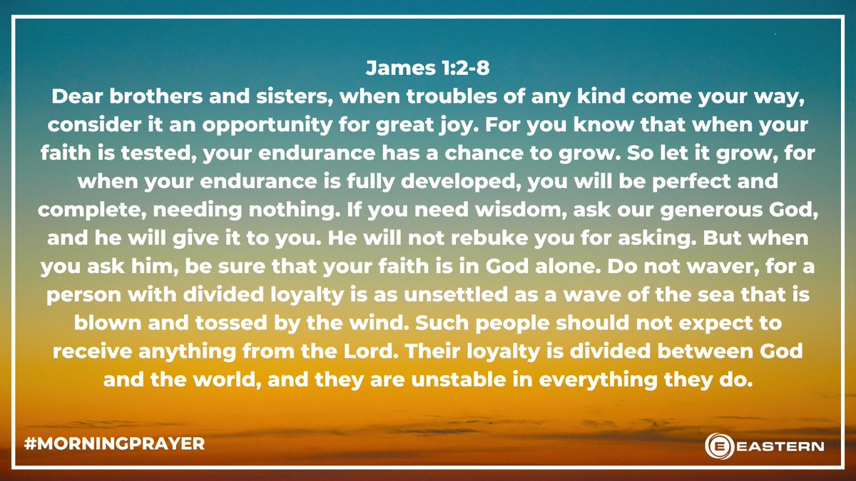 EasternCares's tweet photo. Good morning Father. We start this day by thanking you for being our God. We ask for wisdom in navigating through everything we encounter today. Thank you for this passage as a wonderful reminder.
#morningprayer # #thankyou #wisdom https://t.co/KgXxxOpJUx