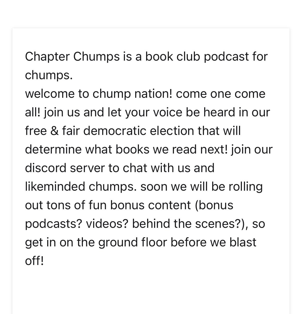 Chapter Chumps
