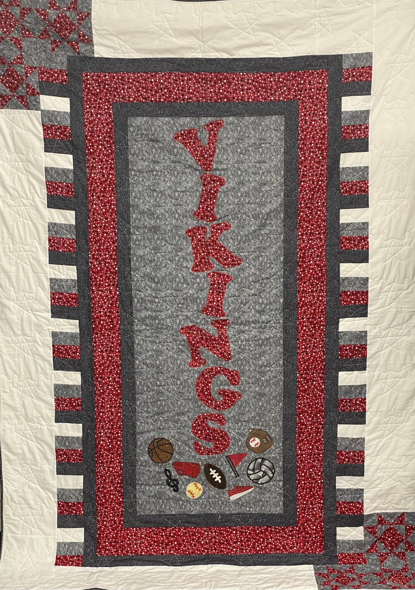 This beautiful Symmes Valley blanket handcrafted by Jami Colegrove could be yours. 

Chances cost:
$1 = 1 ticket
$3 = 5 tickets 
$10 = arm length  

Tickets are available in the office and home basketball games.  The winning ticket will be drawn at the SVHS Grand March on 4/1/23.