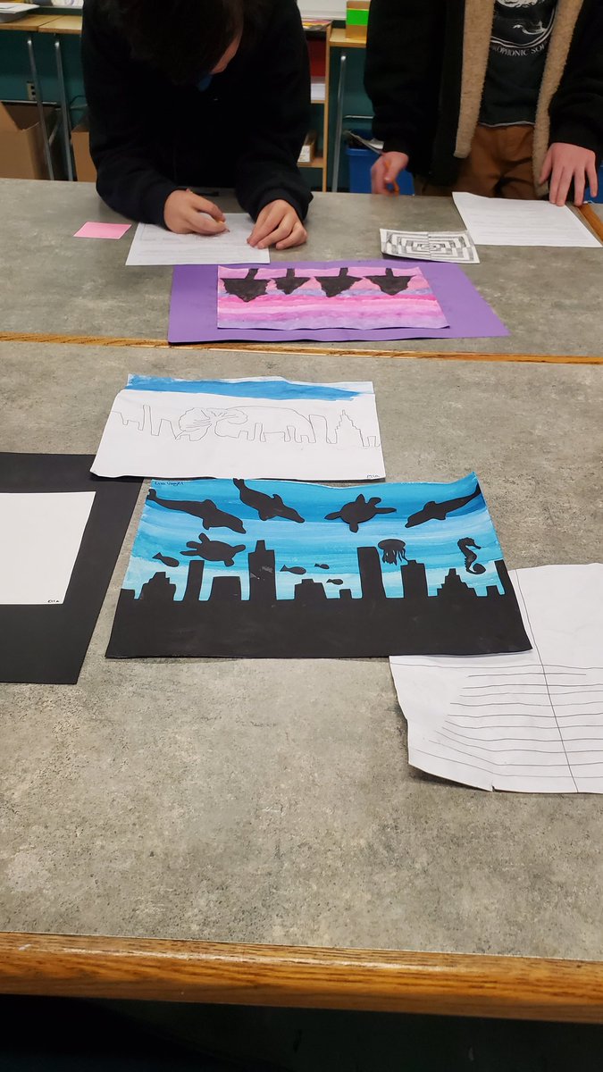 Wrapping up the week with an art gallery walk in Mrs. LaRosa 7th grade class.