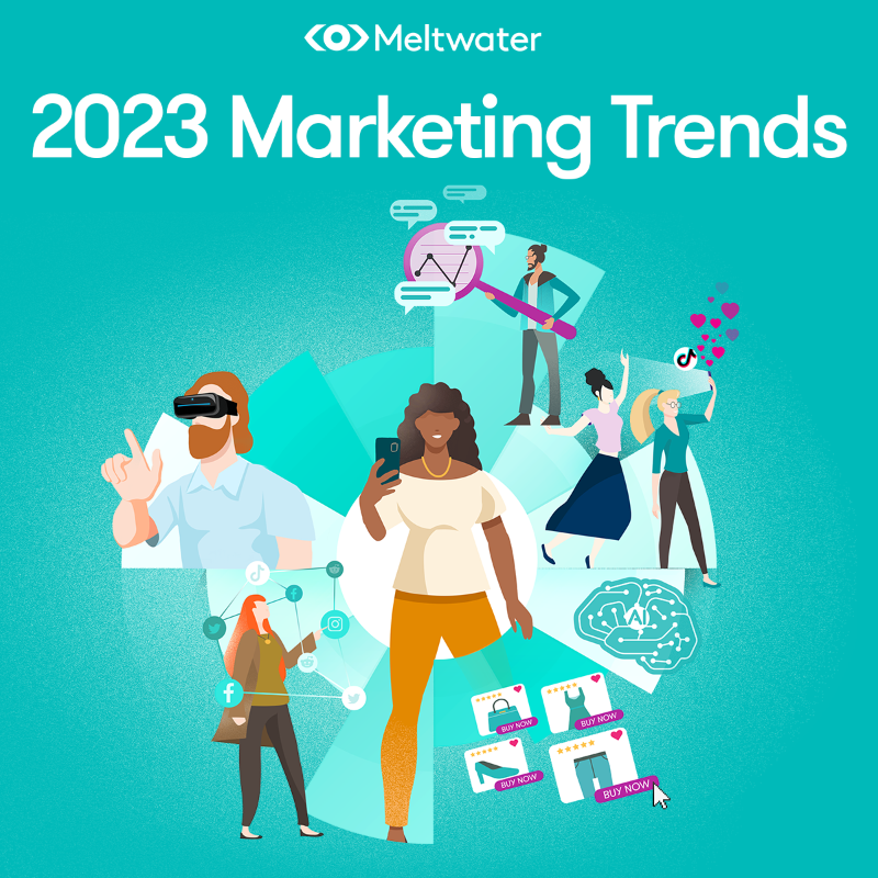 Meltwater's tweet photo. These are the trends shaping the future of marketing. Is your team ready? Download the guide to find out 🔎
