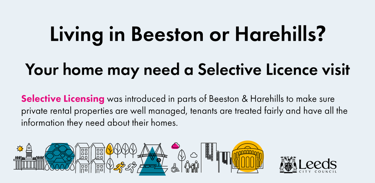 LeedsPRSHousing's tweet photo. #SelectiveLicensing was introduced in parts of #Beeston &amp; #Harehills to ensure private rental properties are well managed, tenants are treated fairly &amp; have all the information they need about their homes. 
Find out more about our home visits here👉https://t.co/bpYsGkJjQL #Leeds https://t.co/krlmdT8S6z