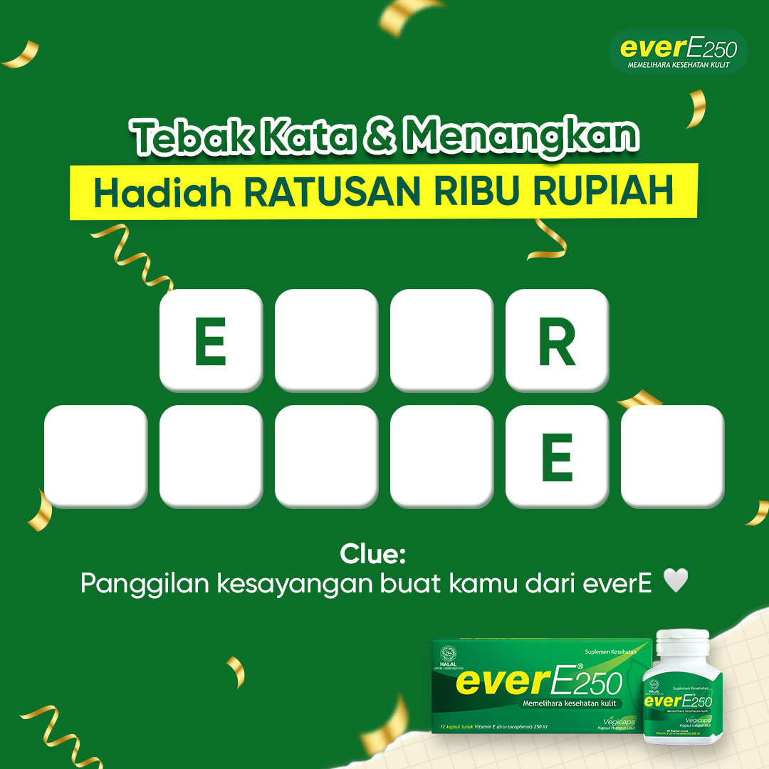 EverE_ID's tweet photo. 💚 everE250 bagi-bagi hadiah RATUSAN RIBU RUPIAH 💚

Everladies, ikutan kuis ini yuk!
Tebak kata dan bawa pulang hadiahnya 🥰
Jangan lupa untuk ikuti step-step berikut ya: 
1. Follow @Cantiknyakulitsehat
2. Like &amp; Save postingan ini https://t.co/ldNzF7Qeh3