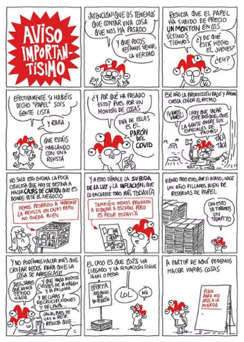 aBarberOne's tweet photo. ¡Día triste! 😢la Viñeta de la revista satírica 'El Jueves' en la que anuncia que ya no se venderá semanalmente en los quioscos. Lenta agonía hasta su desaparición en papel. https://t.co/vCc7yR1tLC
