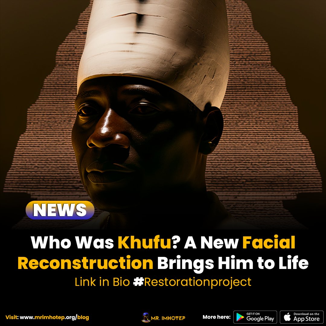 Mister_Imhotep's tweet image. bit.ly/3CJA5pz Discover the true face of Khufu, the powerful ruler of Kemet's 4th Dynasty. Learn about his reign and the construction of the Great Pyramid at Giza in our in-depth article. Read the article to see the true face at the end.
#imhotepfacts #restorationproject