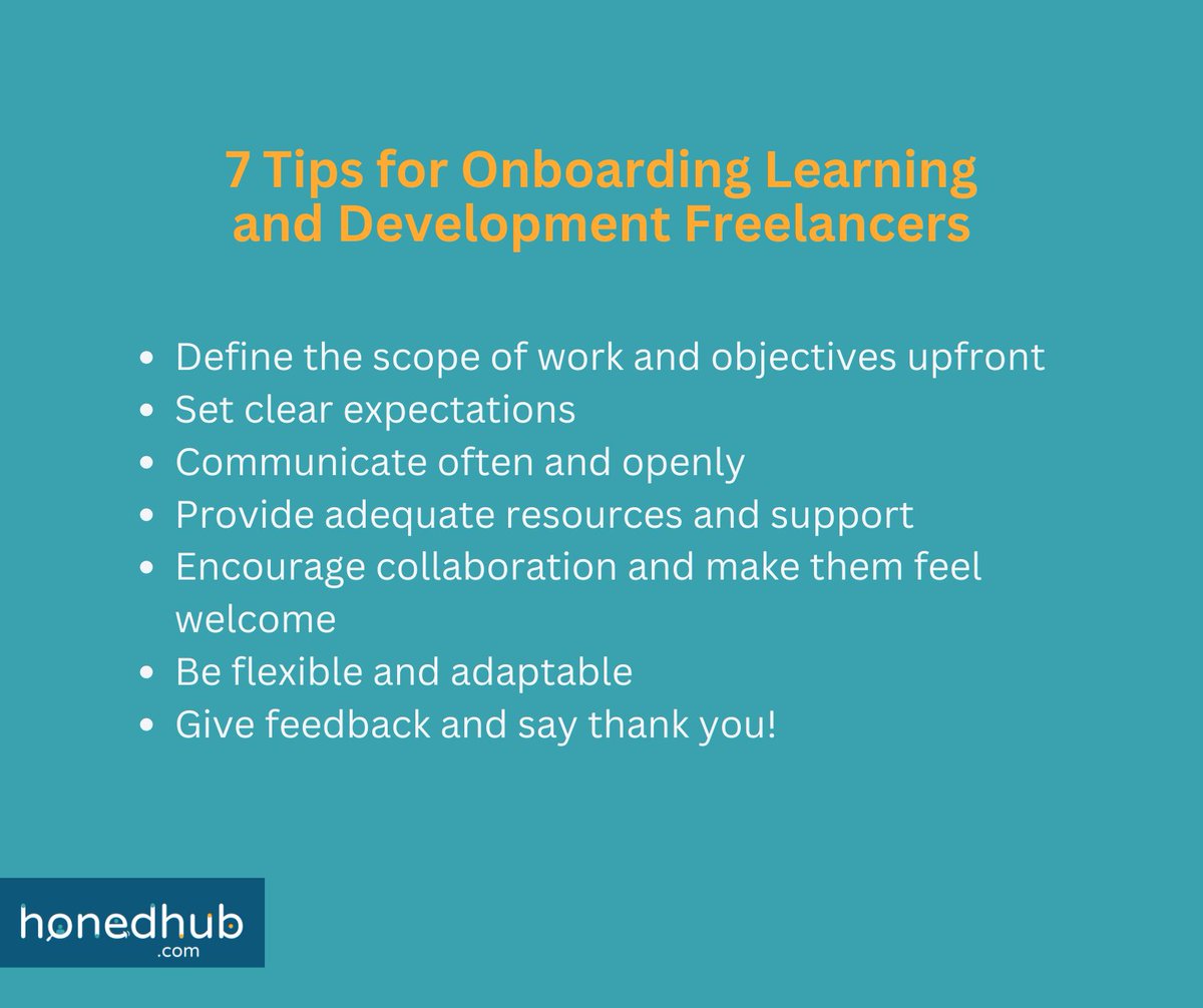HonedHub's tweet photo. 7 Tips for Onboarding Learning and Development Freelancers ✅

#freelancers #freelance #business #marketplace #JobMarketplace #OnlineMarketplace #jobs #recruitment #education #learning #development #WereHiring #career https://t.co/Pnb48ewwdU