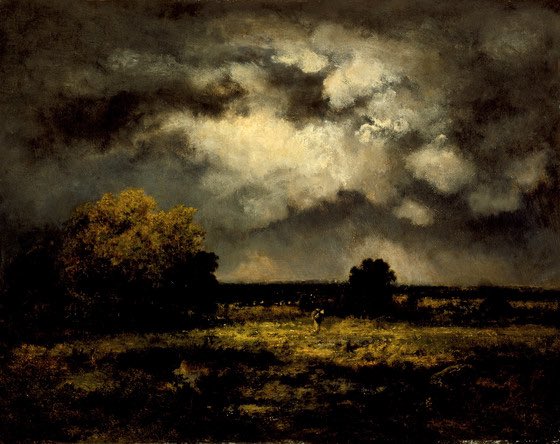 GloamingZine's tweet photo. Stormy Landscape (Narcisse-Virgilio Diaz de la Peña, 1872) https://t.co/pPv3qxBbKm