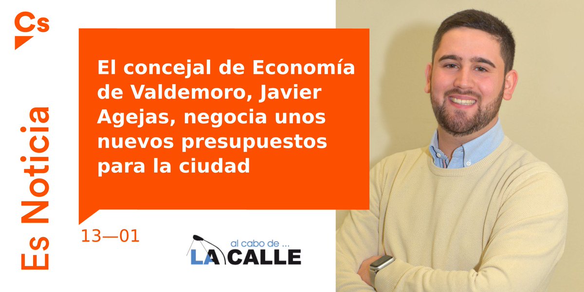 Valdemoro tiene la oportunidad de aprobar unos nuevos presupuestos que pongan solución a los problemas de la ciudad.

Por los valdemoreños, <a href="/CsValdemoro/">CS Valdemoro</a> buscará un gran acuerdo que mire hacia el futuro.

¡Enhorabuena a <a href="/JaviAgejas/">Javi Agejas 🇪🇸🌎</a> por liderar esta enorme responsabilidad!