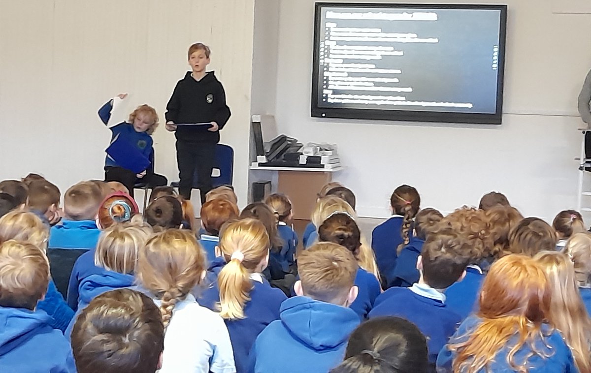Pennardprimary's tweet photo. Fantastic Eco assembly from our Eco monitors this morning. Outlining our environmental targets for this year. #penneco #pennfun #pennsci #pennlit https://t.co/eHa7VtvfVg