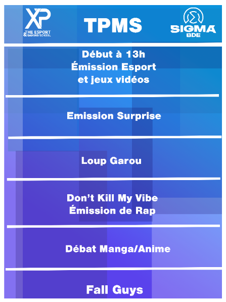 Sigma_bde's tweet photo. Voici le déroulement du live Touche Pas à Mon Stream, qui aura lieu aujourd'hui vendredi 13 janvier à 13h.
Rejoignez-nous sur le live ! https://t.co/xMJxICzpJ0