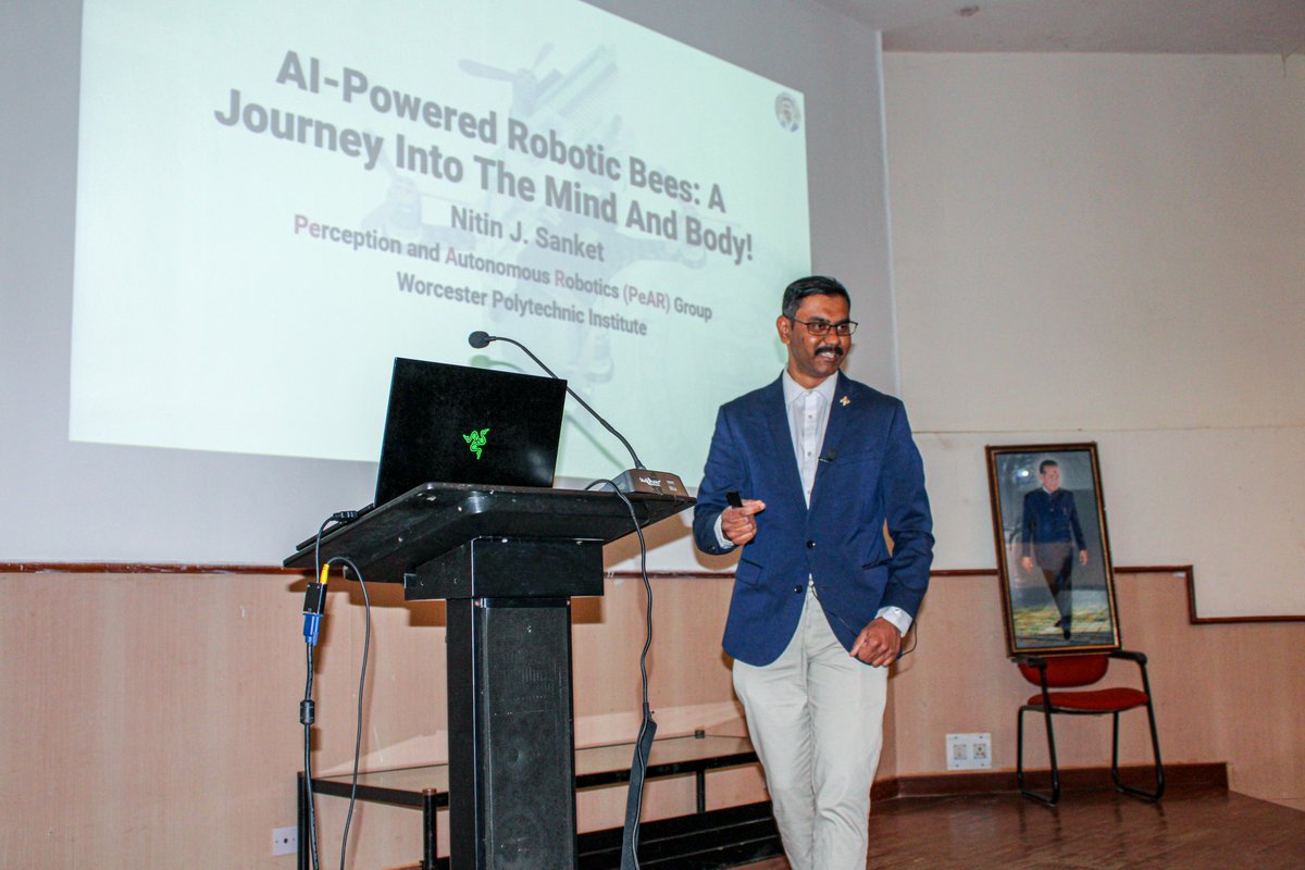 nitinjsanket's tweet photo. Had a blast delivering a talk about my research and my tips on applying to graduate school and interacting with students from the Ramaiah Institute Of Technology. Amazing projects on aerial robots!  People in the #drone community watch out for MSRIT students.

#wpi #msrit https://t.co/4fYVeMb7vH