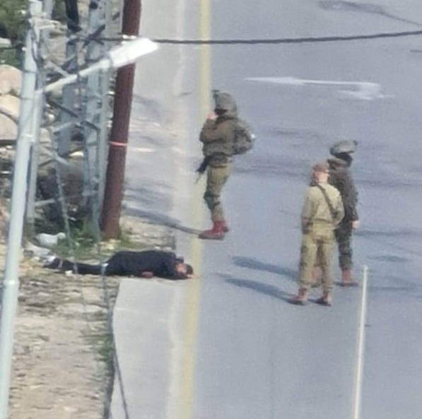 lsraeli occupation forces shoot a Palestinian young man at the northern entrance of Al-Bireh city.