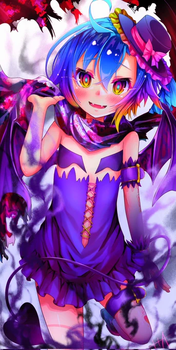 #絵を彩度100にすると超派手 前にあげたお気に入りの4枚をやってみた!ノゲノライラストもともとカラフルだから…うん、超派手っ!#ノーゲーム・ノーライフ 