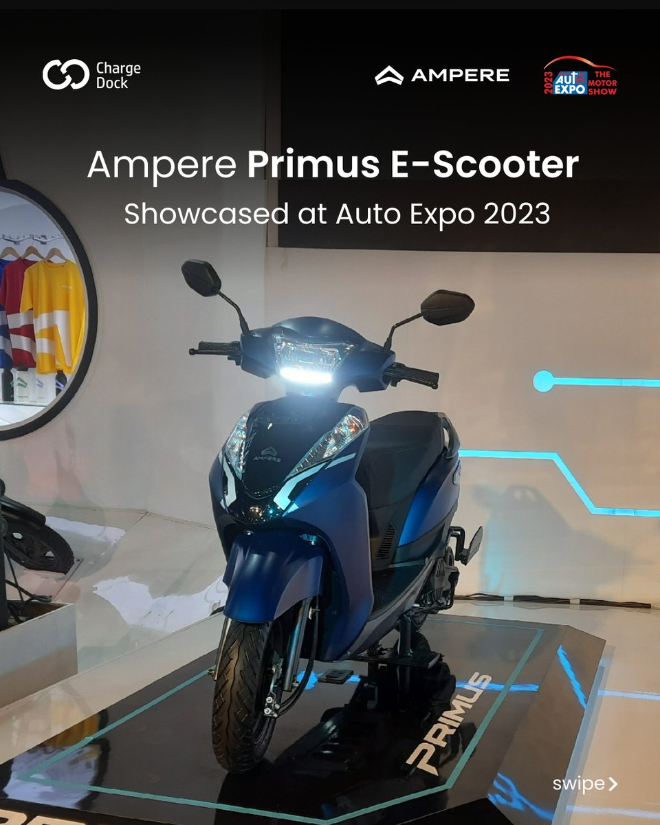 chargedockindia's tweet photo. Ampere, a startup scooter maker has debuted not one, but three scooters - Primus, NXG Concept and the NXU concept. Do you think the concepts would spawn to life?

#ampere #ampereprimus #nxu #nxg #escooter #AutoExpo #autoexpo23 #chargedock https://t.co/sf1ONBmEXa