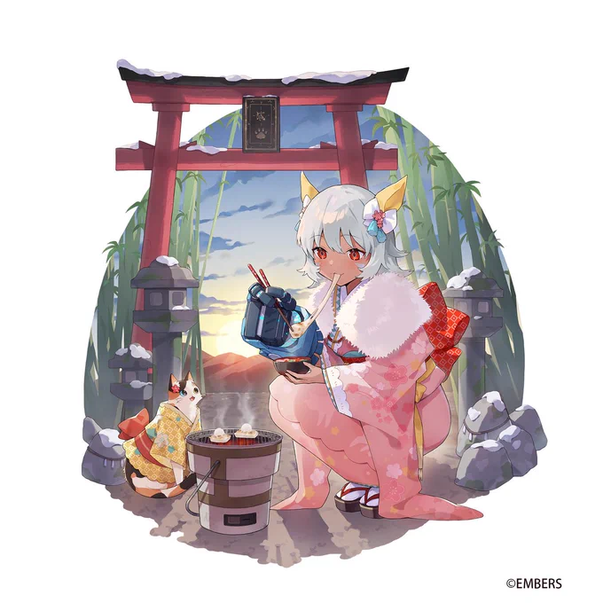 「アッシュアームズ -灰燼戦線-」にて「ワイルドキャット」の正月スキンを描かせていただきました。監修していただいたのは坂月様()です。よろしくお願いいたします!#アッシュアームズ  #アシュア 