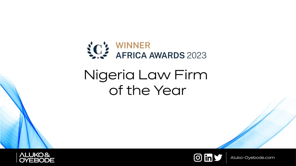 We are delighted to announce that Aluko &amp; Oyebode has been named the Nigeria Law Firm of the Year at the Chambers Africa Awards 2023, which took place on Thursday, January 12, 2023.

In announcing the Award winner, Chambers and Partners stated that;   

“Aluko &amp; Oyebode has a...