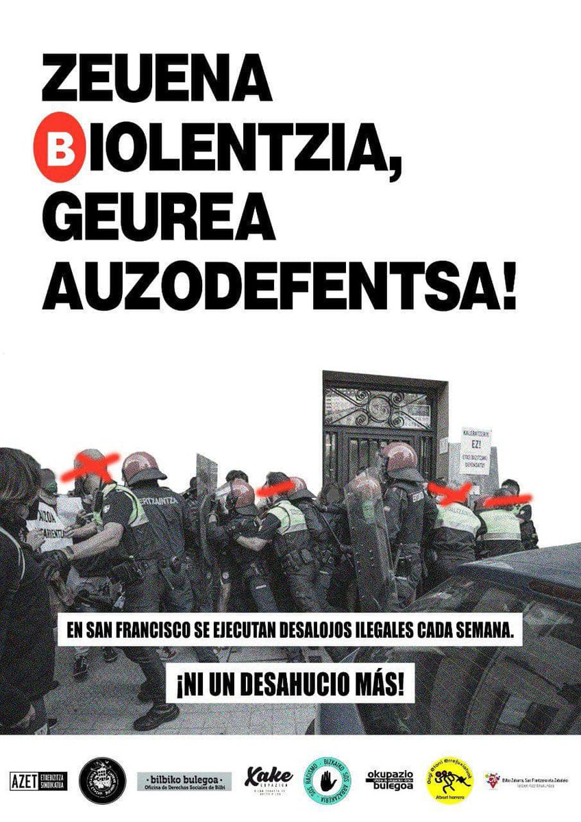 KulturEtxea's tweet photo. Larunbatean Sanfrantzisko, Alde Zaharra, Atxuri eta Bilbo Zaharreko hainbat kolektibok agerraldia egingo dugu, auzoan sistematikoki ematen diren desalojo ilegalen aurkako kanpaina amankomunean aurkezpena egiteko. https://t.co/KPdwjIGGSf