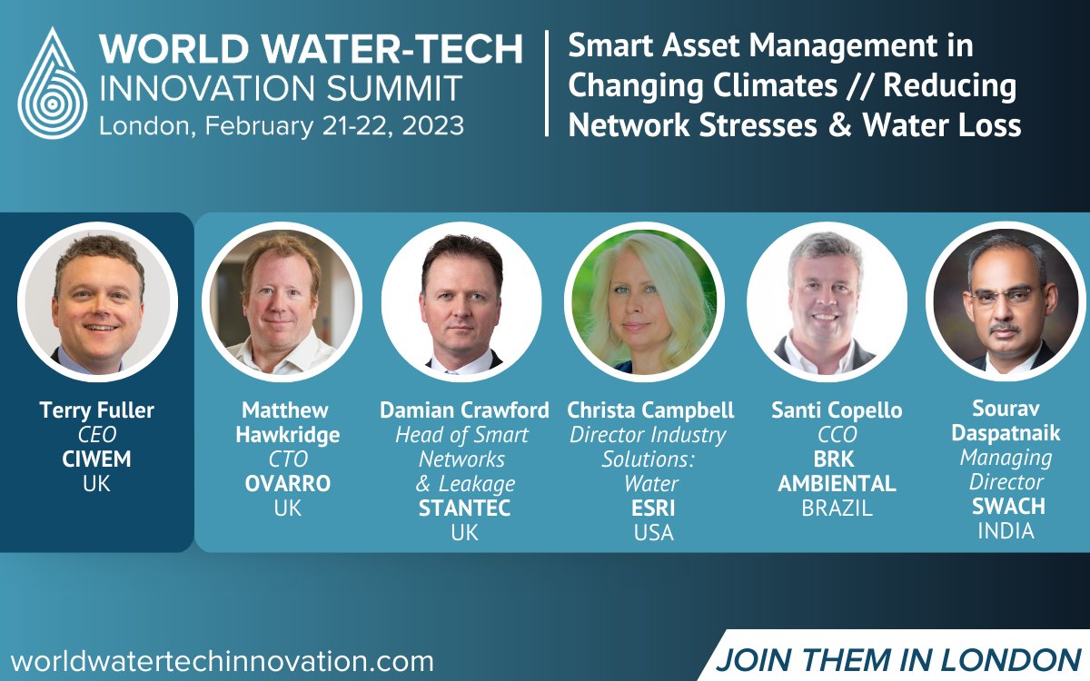 swachenv's tweet image. The Managing Director of Swach Environment Private Limited will participate “THE WORLD WATER-TECH INNOVATION SUMMIT” in London – 21-22 Feb 2023 &amp;amp; will deliver his speech on Smart Asset Management in Changing Climates // Reducing Network Stresses &amp;amp; Water Loss.

#WorldWaterTech