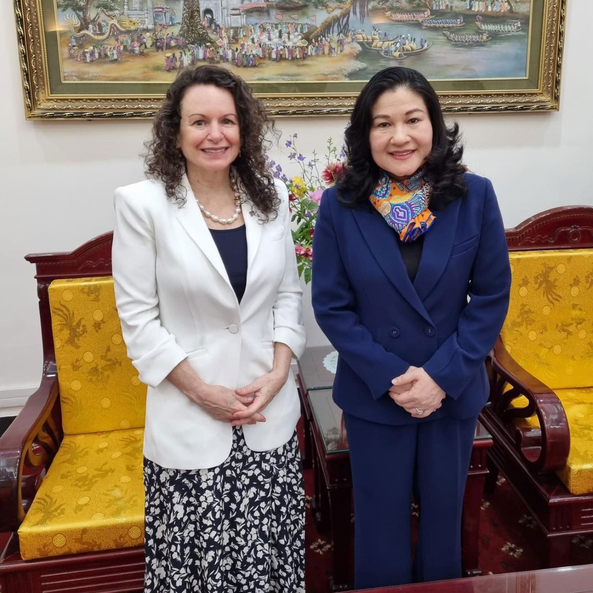 USAmbHRC's tweet photo. Great meeting with Vietnam's Deputy Minister of Labor Nguyen Thi Ha to discuss the important work they are doing to advance the rights of the Vietnamese people and to hear about the progress made through their programs for the people of Vietnam. #MOLISA https://t.co/7dMki7d1wY