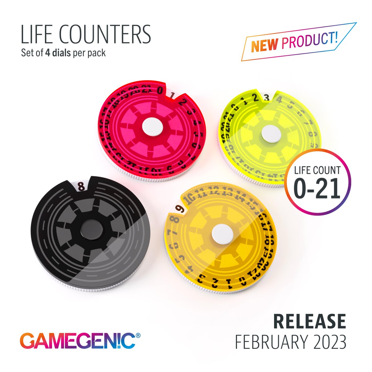 Gamegenic_'s tweet photo. Our new LIFE COUNTERS come in a set of 4 different radiant and appealing designs. They are made of high-class acrylic material and perfect for countless board games and TCGs/LCGs.
ℹ️Made of premium acrylic
ℹ️MSRP: 19.99 EUR/USD (pack of 4)
#gamegenic #lifecounter #lcg #cardgames https://t.co/orQDUtQbt1