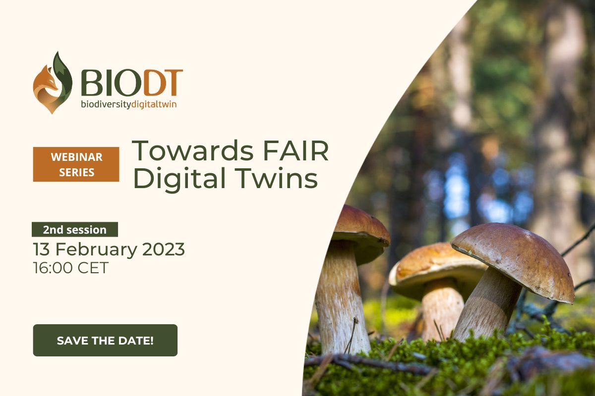 🌍BioDT 2nd Webinar Session: Towards FAIR Digital Twins will take place on the 13th February 2023 at 16:00 CET and will provide an overview of #FAIRtools applicable to #digitaltwinning 🙌

📣Register here: tinyurl.com/cuwjtshh

#digitaltwin #biodiversity #nature #FAIR