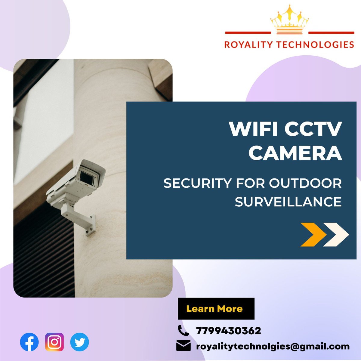 RoyalityTechno4's tweet photo. ✨✨#Royalitytechnologies provide Full HD #Wi-Fi Smart Security Camera with Full #HDvisuals of 360-degree coverage.  

🔥🔥We offer #wireless HD Wi-Fi CCTV Security Camera at an #affordable price.

👉Contact us to secure your home or business today.

☎️ Call: +91 77994 30362 https://t.co/WP2GXPDq1P