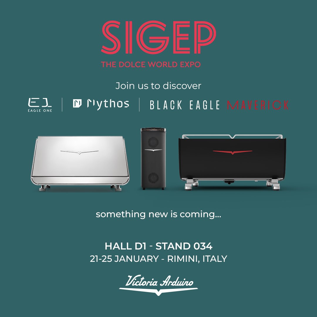 victoriaarduino's tweet image. Let’s meet at #Sigep2023!
We will be there too with our products, special events and an incredible world preview!
⭐ Eagle One Prima will be the sponsor machine of the Pastry Arena.
Come join us at @sigeprimini between 21 and 25 January Hall D1 Stand 034
#Sigep #VictoriaAruino