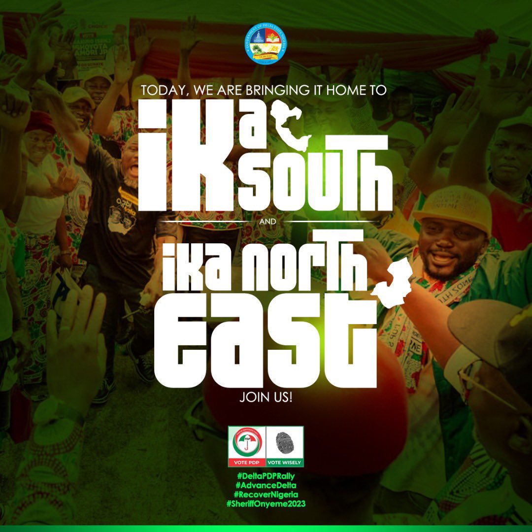 dayormoses1's tweet photo. Today is for Ika south and Ika North East, the people can’t wait to recover Nigeria from APC.
#DeltaPDPRally https://t.co/JXhmNpQMNs