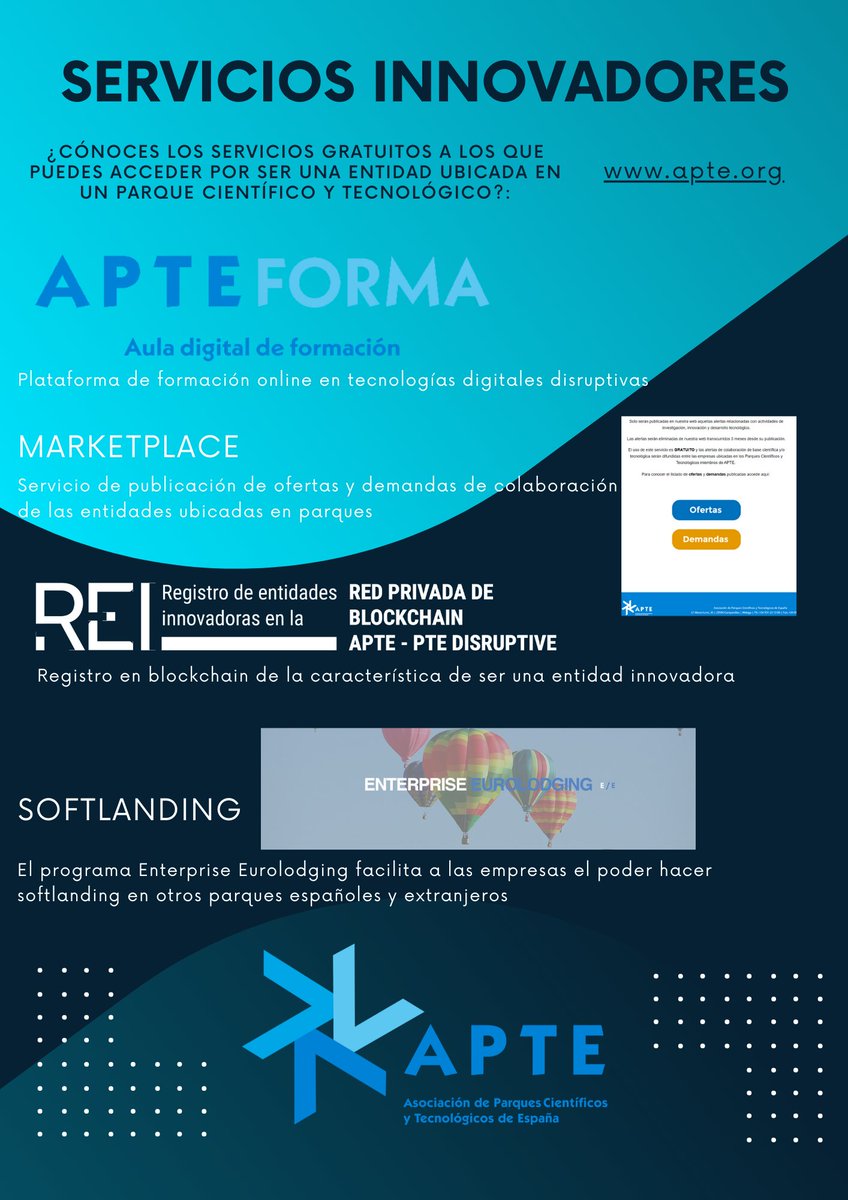 SevillaTechPark's tweet photo. Todas las empresas y profesionales que trabajan en el #PCTCartuja tienen a su disposición, de forma gratuita, una serie de recursos por parte de @APTE_es:
🔹La plataforma de formación #APTEFORMA
🔹La red privada de #Blockchain
🔹Marketplace
➕ info https://t.co/m5MbBQfPrM https://t.co/nA8SHWm4Tj