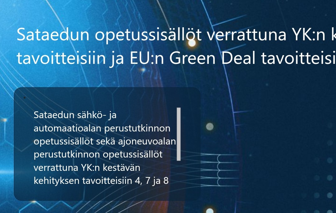 Ajoneuvoala ja sen opetussisältöjen vertailu YK:n kestävän kehityksen tavoitteisiin #Sataedu #hedaiofficial #pedagoginenkehittäminen