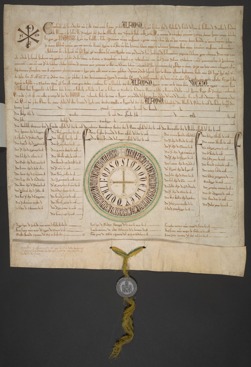 BLMedieval's tweet photo. This is an amazing document, issued in 1254 by King Alfonso X of Castile and Violante of Aragon.

We've digitised it for our Medieval and Renaissance Women project, and this blogpost by @paula_delval explains its significance.

https://t.co/fekB8FNiYX https://t.co/2goLBSm9ph