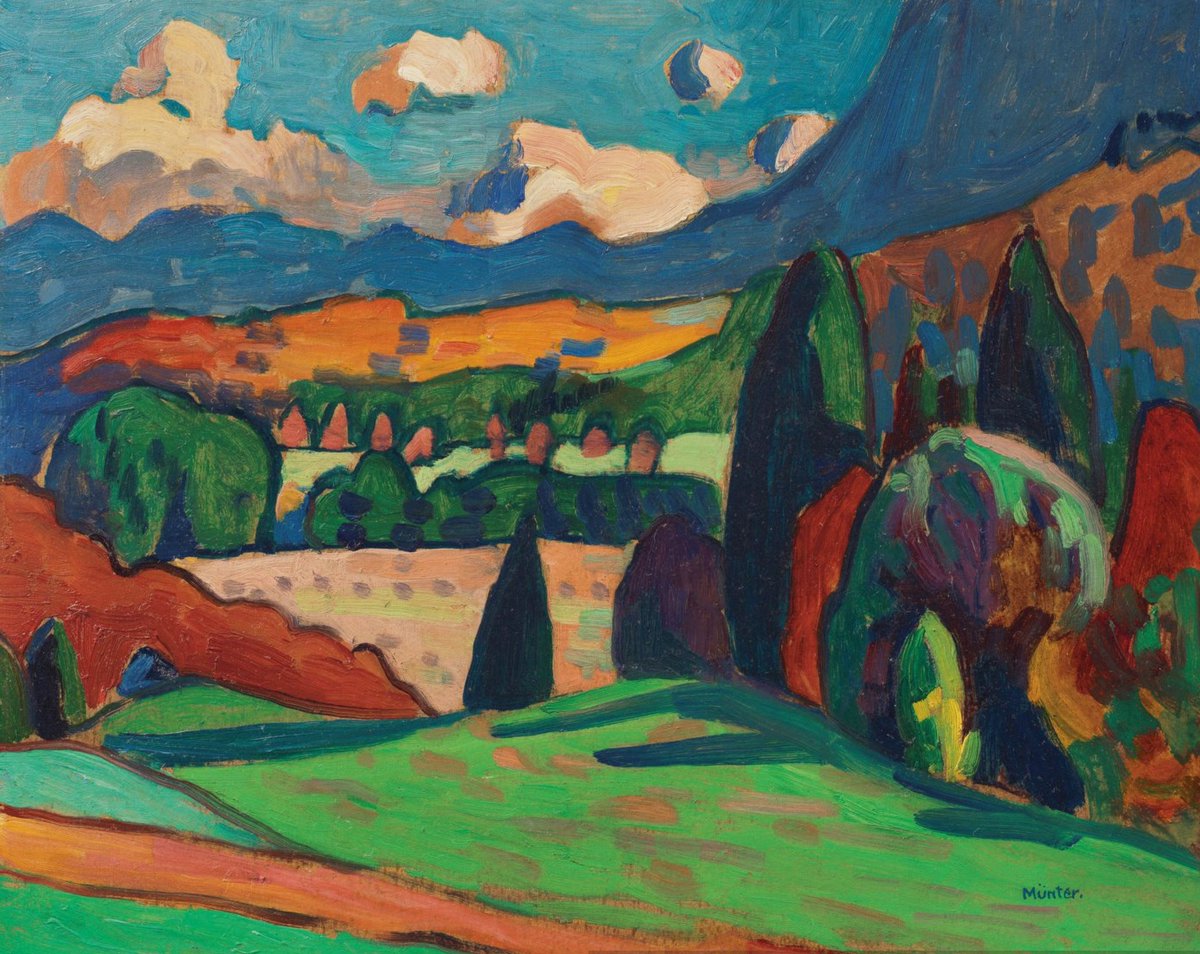 Homo_Curiosum's tweet photo. Gabriele Münter (Germany, 1877-1962)
Landschaft mit Wolken
oil on board, 33 x 40.8 cm.
1908
Private collection
#Postimpressionismo #Museum #Landscape #BeauxArts #Kunst #OilPainting #Painting #Peinture #Peintre #HistoriaDelArte #Artista #Munter #Kandinsky https://t.co/SxCtkEcFEq