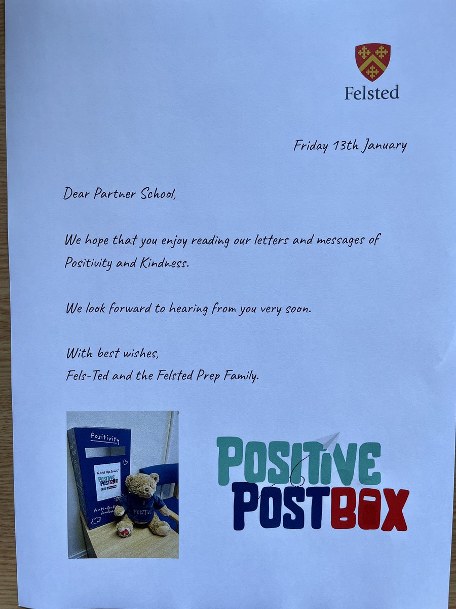 felstedprep's tweet photo. Our Positive Post Box messages are now ready for collection for our Partner School. Well done to our Prep Pupils for taking part in spreading the message of positivity and kindness. @FSWellbeing @FelstedPshe @HeadFelstedPrep #PositivePostBox @DianaAward https://t.co/3spExqnOfl