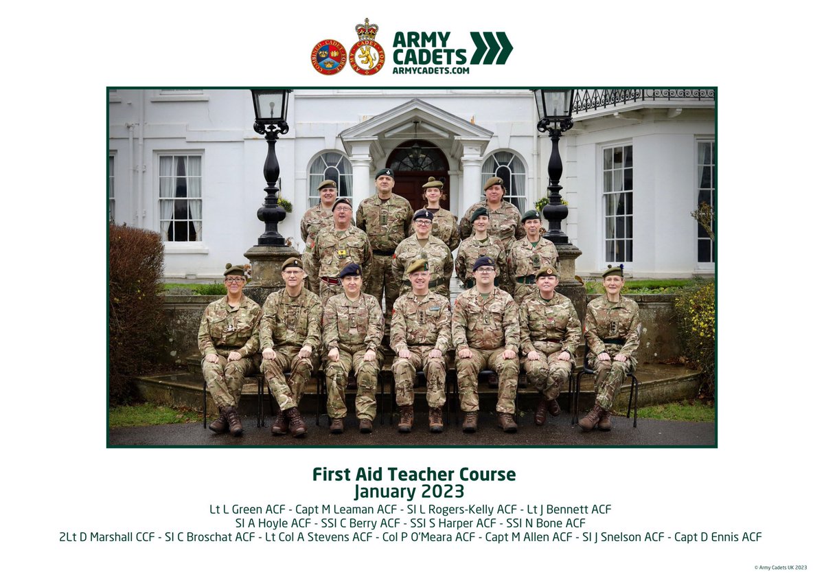 What a delight to support these CFAVs through their level 3 Education & Training. The first step to teaching our young people in First Aid. Well done everyone, you were fantastic #GoingFurther #ToInspiretoAchieve @SO1_Cadet_MedFA @ArmyCadetsUK