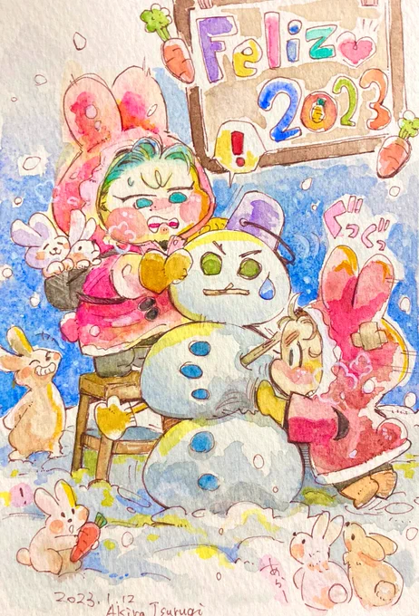 ごめんなさい今更やけど今年の御年始イラストでございます…すげークリスマスぽい 