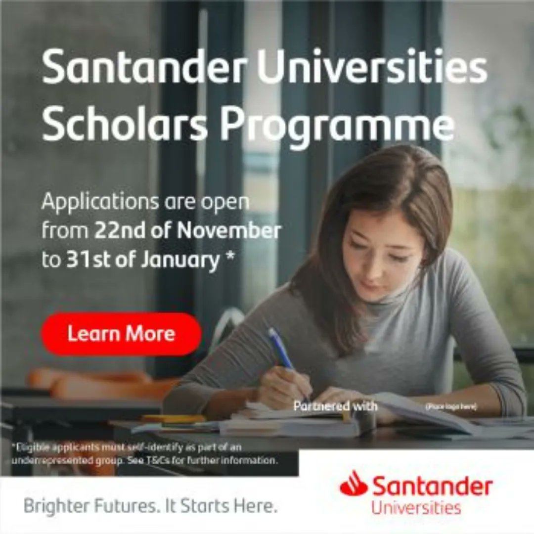 📢Current student due to graduate in 2025? The Santander Universities Scholars Programme is open for applications! 

Apply for your chance to receive £30k of funding over 3 academic years &amp; access to unique training &amp; development initiatives. 👉buff.ly/3IKKLYI 
#SanUniSP
