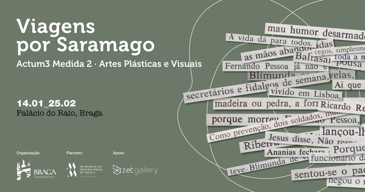 zetgallery's tweet photo. Amanhã, às 16h, tem lugar no Palácio do Raio a inauguração da terceira exposição coletiva do projeto ACTUM, uma iniciativa do @CM_Braga que conta com o apoio curatorial e comercial da zet gallery. Contamos com a sua presença! https://t.co/pIkNcNJkmr