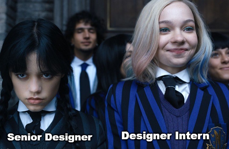 PvtWebart's tweet photo. When the Senior Designer's 'I've seen it all' attitude meets the Intern Designer's 'hold my beer' approach.
.
.
.
#webart #webarttechnology #digitalmarketing #digitalmarketingagency #meme #memesdaily #digitalmarketingmeme #graphicdesigner #funnymemes #funnyfriday #kolkata #india https://t.co/cBTq7hnejF