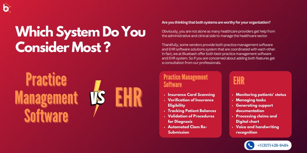BlueBashCo's tweet image. The main difference between #practicemanagementsoftware and #EHR is that the former takes to the administrative side of the healthcare sector and later to the clinical sector.