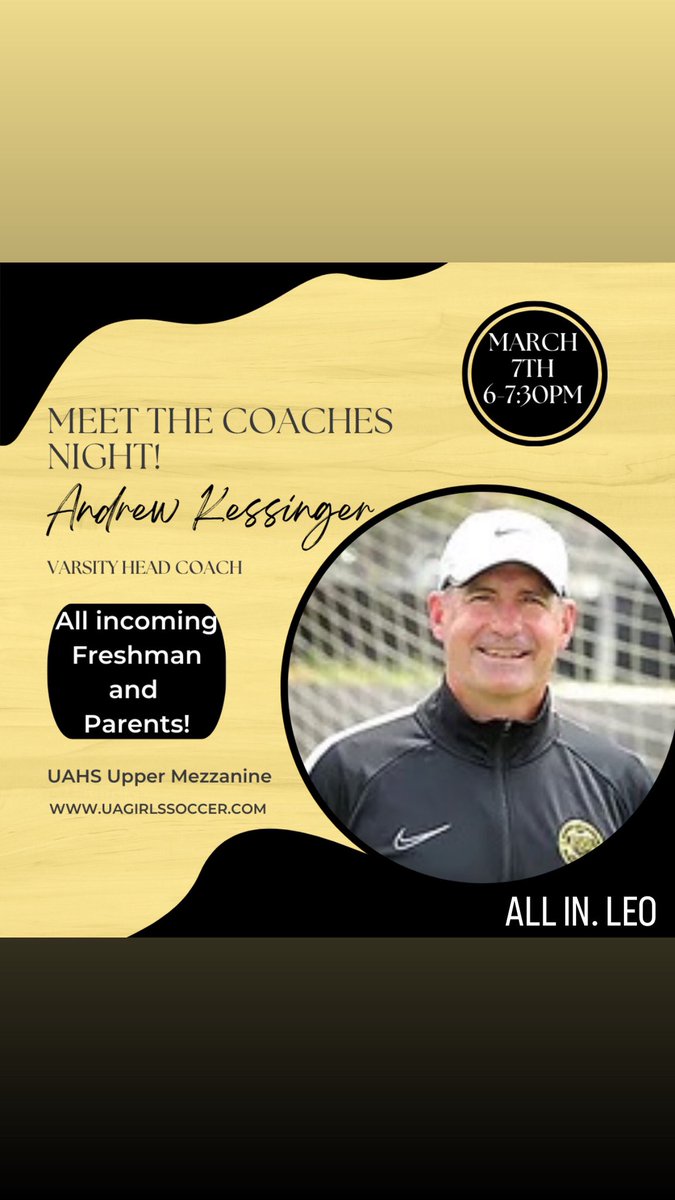ua_girlssoccer's tweet photo. All Incoming Freshman and Parents Informational Meeting!
🗓️March 7th
⏰6-7:30
📍UAHS Upper Mezzanine

https://t.co/xYoXbYzJKL https://t.co/Hh4eybF7mE