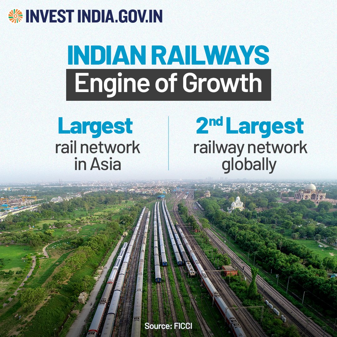 investindia's tweet photo. #InvestInIndia
#DidYouKnow: Indian trains carry over 30 Million passengers daily!
Discover more at https://t.co/lQAjL1bFIu
#InvestIndia #IndianRailways #RailwaysSector @DPIITGoI @DoC_GOI @mygovindia @RailMinIndia @AshwiniVaishnaw @incredibleindia https://t.co/HJjUGBgP0s