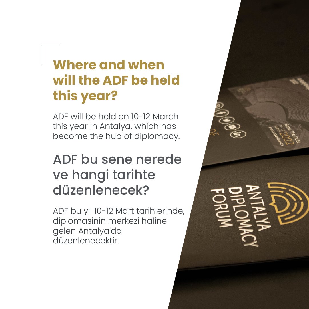 AntalyaDF's tweet image. ❓
Where and when will the ADF be held this year?

ADF bu sene nerede ve hangi tarihte düzenlenecek?

#ADF2023
#MEET4DIPLOMACY