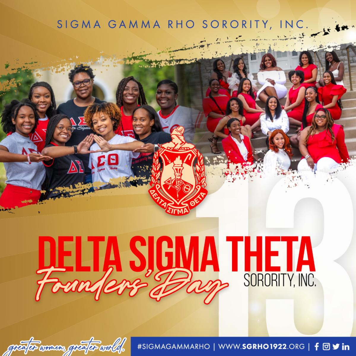 SGRho's tweet photo. Happy Founders' Day to the Women of Delta Sigma Theta Sorority, Incorporated from the Women of Sigma Gamma Rho Sorority, Incorporated!

#DeltaSigmaTheta #SigmaGammaRho https://t.co/h09jEjAny2