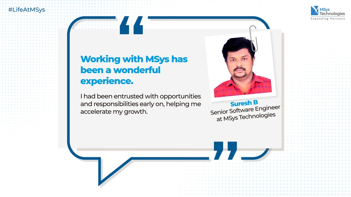 AziroTech's tweet photo. #LifeAtMSys #MSysTechnologies #Training #Employee #Testimonial #WorkLifeSuccess #GreatPlaceToWork https://t.co/KMhhRTArhC