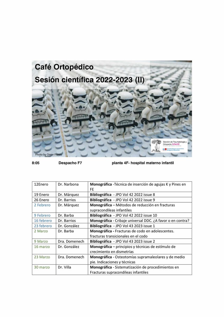 Toi_GM_Madrid's tweet image. Nuevo año y nuevo periodo de sesiones para residentes y atad del HGU Gregorio Marañon #SomosElMararañon #SEOP #OrtopediaInfantil